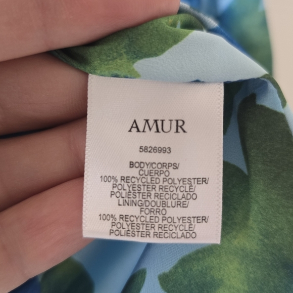 NWT Amur Ravenna Puff Sleeve Top Blue Green 10 - Picture 8 of 11